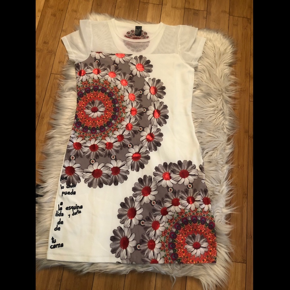 NWOT Desigual Embroidered Sheath Dress, Size L/XL